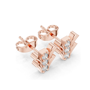 Lab-Grown Diamond Floral Design <b>Stud</b> Earrings VVS-VS EF Clarity 18KT, 14KT, 10KT Gold & 925 <b>Silver</b> Rose, Yellow, White - Product Image 5