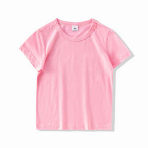 T-shirt uni avec étiquette à logo pour enfants, garçons et filles, T-shirt en coton de couleur unie personnalisé - Product Image 4