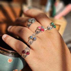 Anillo de Plata de Ley con Diseño de Hoja de Larimar, Estilo Religioso, Colección para Bodas, Fiestas, Aniversarios, Compromisos - Regalo - Product Image 5