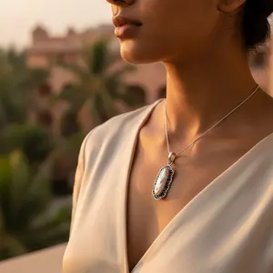 Colgante de Plata 925 con Piedra Preciosa Natural para Mujer, Elegantes Dijes de Perlas, Joyería - Product Image 2