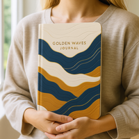Cuaderno de Tapa Dura Premium LABON Golden Waves, Textura Repujada y Arte en Lámina Dorada, Ideal para Escribir, Planificar y Regalar