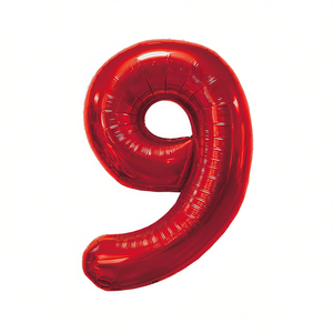 Globo de Fiesta con Forma de Número 9 Rojo de 45 cm, Relleno de Helio, Decoración para Fiestas - Product Image 2