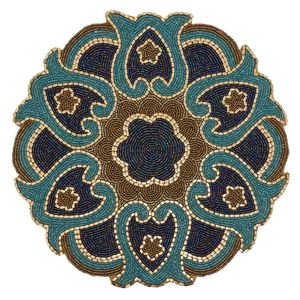 Manteles individuales con cuentas redondas elegantes con bordado hecho a mano, manteles individuales bordados con cuentas hechas a mano para casas de lujo - Product Image 4