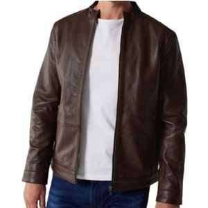 Manteaux en cuir véritable pour hommes Deuxième couche en cuir de vachette Manteaux en cuir de daim Vestes de moto pour hommes - Product Image 3