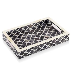 Motif marocain inspiré Chic gris 12x12 décor à la maison moderne cuisine artistique plateau de service élégant plateau ottoman pour un usage domestique - Product Image 1