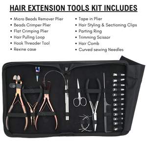 Hair Extension Tools for Salon Use with <b>Micro</b> Bead Plier <b>Tape</b> in pliers Flat Bead Lock Plier Release Clamp tool Parting Finger - Product Image 2