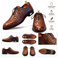 Luxuriöse Echtleder Oxford-Schuhe mit Muster und Runder Spitze zum Schnüren für Herren Handgefertigte Formelle Business-Hochzeitsschuhe für den Herbst