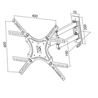 Support mural pivotant pour téléviseur LCD PF en alliage d'aluminium pour téléviseurs de 32 à 55 pouces avec VESA 400*400