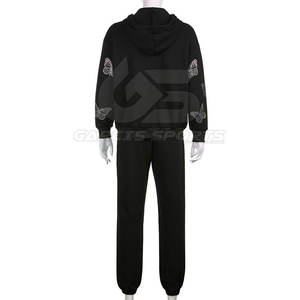 Ensemble de survêtements avec strass Veste ornée de paillettes et joggers Survêtement avec strass pour hommes Tenue tendance de style de rue - Product Image 3