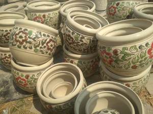 Pots géants intérieurs et extérieurs de conception déco moderne ornée Pot de fleur de grande taille de feuille pour l'utilisation de plancher de pépinière de jardin à la maison - Product Image 3