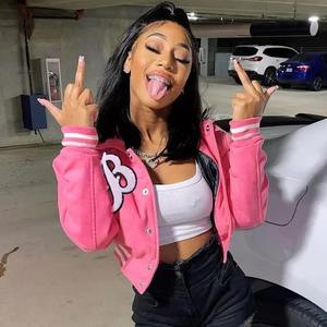 Baseball Jackets Women Single Breasted Letter Hip Hop Streetwear Crop Top Varsity Bomber Jackets Casual College Coats Pink - Product Image 4