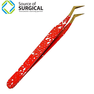 Pinzas tipo punta inclinada en ángulo de alta calidad para extensión de pestañas de belleza depilación de cejas empaquetadas en bolsa - Product Image 5