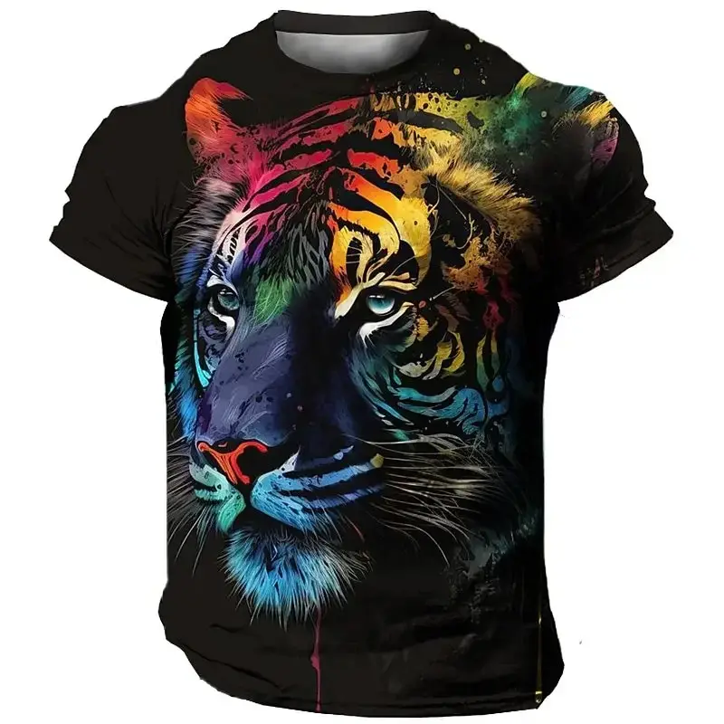 Beest Patroon T-Shirts Trend Kleding Casual O-hals Oversized Pullover Korte Mouw Tops 3d Tijgerprint T-Shirt Voor Mannen