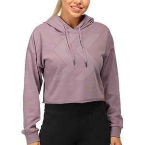 Custom Design Outdoor Use Hooded Fleece Women Crop <b>Top</b> Hoodies Solid Color Comfortable Breathable Autumn <b>Winter</b> - Product Image 1