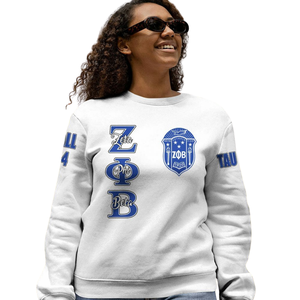 Sudadera con Cuello Redondo de la Hermandad Griega Zeta Phi Beta para Mujer, Azul 1920, Bordada - Product Image 5