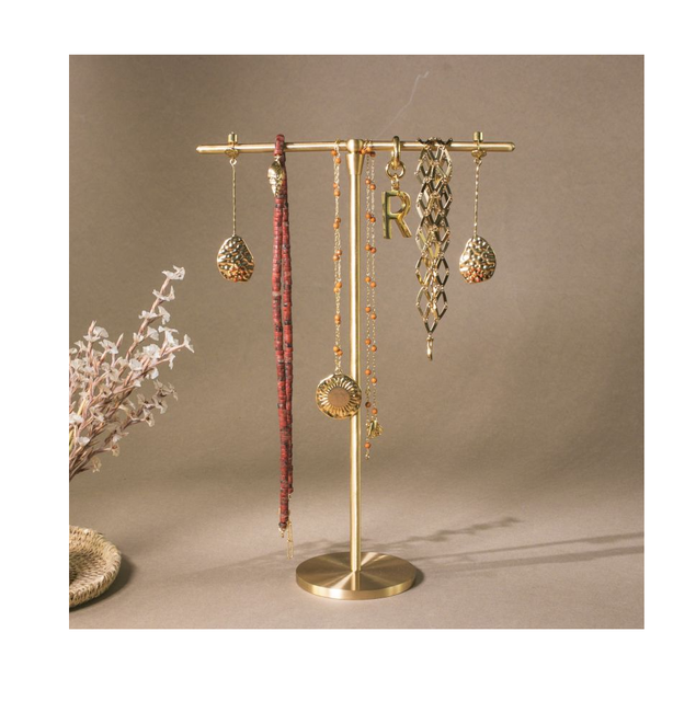 Factory Wholesale Brass Jewelry Stand Luxury Ring Holder Slanted Space Saving and Designer Look Natural Craft Handmade