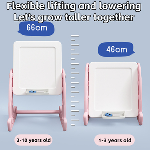<span class=keywords><strong>Table</strong></span> et chaise d'artiste en plastique pour enfants, tableau blanc et noir réglable, planche à dessin, jouet d'apprentissage intérieur pour tout-petits, certifié CE, vente en gros - Product Image 2