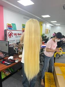 Peluca de cabello humano liso Natural rubio al por mayor de alta calidad Cierre de encaje de cabello crudo virgen Sin procesar Un donante - Product Image 4