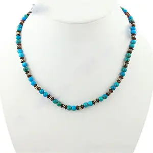 Collar de Cuentas Turquesas para Mujer, Estilo Clásico Religioso Cristiano, Uso Diario, con Materiales de Concha, Latón y Cobre para Bodas - Product Image 2