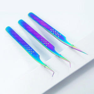 Pince à cils en acier inoxydable allemand à 90 degrés, extensions de cils en argent, pince à sourcils, beauté, maquillage, fibre pointue - Product Image 3