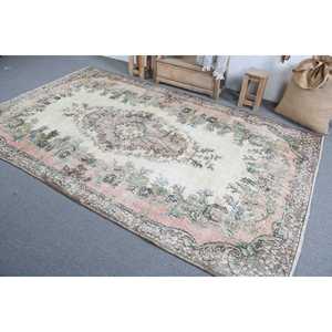 Vintage Large Rug, 5.7x9.5 ft Turkish Rug, <b>Brown</b> <b>Wool</b> Rug - Product Image 4