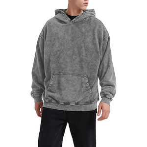 Sweat à capuche unisexe en molleton délavé à l'acide 100% coton, surdimensionné, confortable pour l'hiver, mode quotidienne, sweats en coton mélangé - Product Image 1