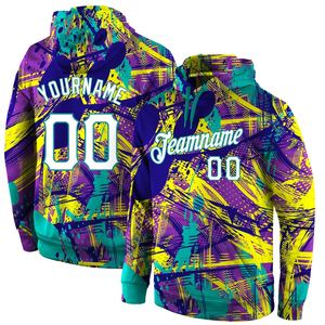 Sudadera con capucha con patrón de grafiti cosido personalizado negro para Kelly Green-Gold Sports Pullover sudadera invierno estilo bordado de ganchillo - Product Image 4