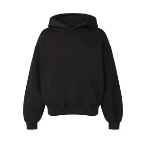Men's Black Hooded Sweatshirt Oversized Fit Solid Colour Casual <b>Fleece</b> <b>Hoodie</b> With Front Pocket Autumn Wear 2027 - Product Image 1