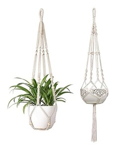 Pots de fleurs écologiques cintre de plantes en macramé panier de jardinière suspendu intérieur extérieur corde de coton macramé décoration de la maison. - Product Image 5