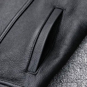 Best Quality Genuine Men's Leather <b>Vest</b> Warm and Waterproof for Fall and Winter with Sleeveless Design and Pocket Decoration - Product Image 6