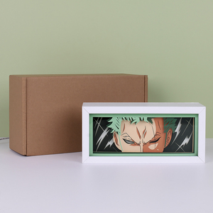 Vente chaude cadeau de noël <span class=keywords><strong>Tiktok</strong></span> papier découpé personnage d'anime Roronoa Zoro bricolage Papercraft sculpté bandes de Led papier découpé boîte à lumière - Product Image 4