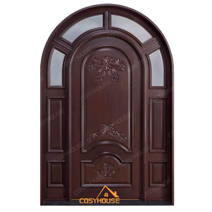 Arch tasarım ve cam paneller ile Cosyhouse özel açık ahşap çift kapı, ev giriş için klasik geleneksel tarzı - Product Image 4