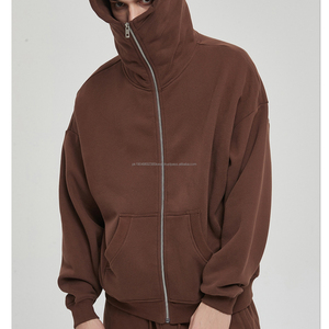 Sweats à capuche en coton uni avec logo personnalisé, sans cordon, style vintage, épaules tombantes - Product Image 5