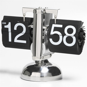 Đồng hồ để bàn văn phòng đơn giản, kiểu dáng nhỏ gọn, cổ điển, mặt số lật, chất liệu thép không gỉ, máy quartz, chuyển động bằng bánh răng bên trong. - Product Image 1