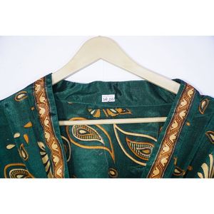 Vintage Bohemian Floral Print Silk Maternity Robe Women's <b>Long</b> Kimono <b>Cardigan</b> Comfort Fit for Daily Life Thermal Summer Spring - Product Image 6