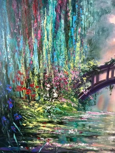 Claude Monet pittura su tela "ponte giapponese" ninfee Wall Art giglio pittura a olio verde natura decorazione della parete stagno pittura - Product Image 5