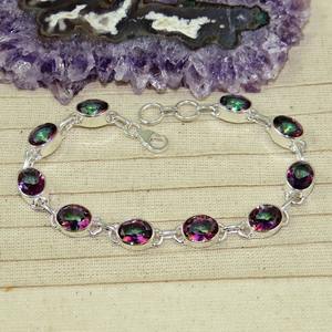 Halo Fashion Girls Sólido 925 Pulsera de tenis de plata esterlina Hecho a mano Indian Multigemstone Joyería de regalo certificada - Product Image 4