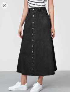 Fabricante de ropa al por mayor mujeres niñas Denim algodón gran oferta moda botón faldas largas personalizadas Midi Jeans cintura elástica - Product Image 3