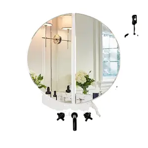 顶级墙镜优雅设计圆形墙镜铁反射器浴室镜镀镍理想尺寸家居装饰