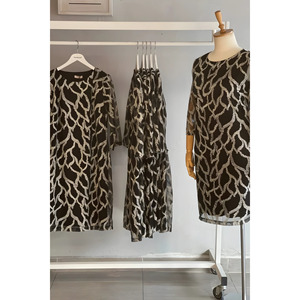 Elegante abito da sera Plus Size-Hanezza-fantasia in bianco e nero - Product Image 1