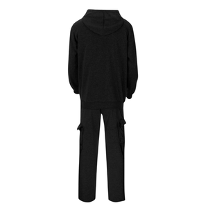 Conjunto de Dos Piezas de Sudadera con Capucha Negra Lisa y Pantalones Deportivos Cargo para Hombre, Felpa, Logotipo Personalizado, Ropa Urbana Informal, Moda al por Mayor - Product Image 2