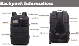 กระเป๋าเป้สะพายหลังแบบยุทธวิธีที่มีช่องเก็บของหลายช่องพิมพ์โลโก้ได้ตามต้องการ - Product Image 4