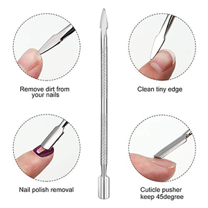 Dissolvant de vernis à ongles de différentes couleurs, outils de beauté pour cuticules, pousse-cuticules en acier inoxydable, pousse-cuticules professionnel argenté - Product Image 2