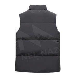 Veste en toile sans manches avec logo personnalisé de haute qualité Street Wear avec col montant Design zippé vente en gros disponible - Product Image 3