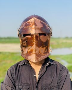 Casco Medieval Barbuta, Casco de Guerrero Hecho a Mano con Acabado de Cobre y Ranuras Estrechas para los Ojos, para Exhibición y Colección - Product Image 3