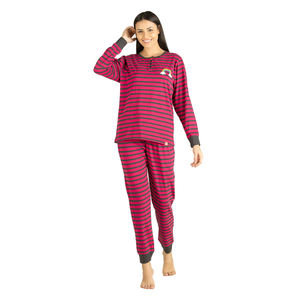 Pijama de 2 piezas personalizado 100% algodón cuello redondo para mujer Conjunto de pijama de talla grande ropa de casa suministro al por mayor proveedor de renombre - Product Image 1