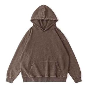Custom Acid Wash Hoodies Hombres Unisex Pullover Oversized Cotton Streetwear Hoodies - Product Image 4