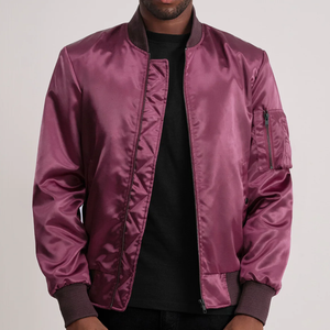 Chaqueta Bomber Unisex Personalizada Color Borgoña Morado, Chaqueta de Invierno Acolchada, Abrigo de Piloto con Ribete de Piel, Impermeable, Casual y a la Moda - Product Image 3