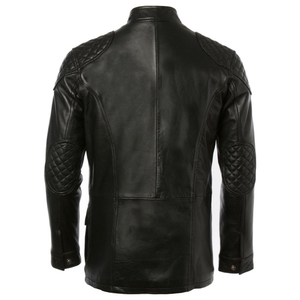 High Street Custom 100% Genuine Leather Winter Canvas Stand Collar <b>Jacket</b> for <b>Men</b> with Pockets - Product Image 3