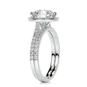 Conjunto nupcial de diamantes redondos para mujer, banda de boda y regalo de cumpleaños de aniversario, anillo de compromiso para ocasiones especiales - Product Image 2